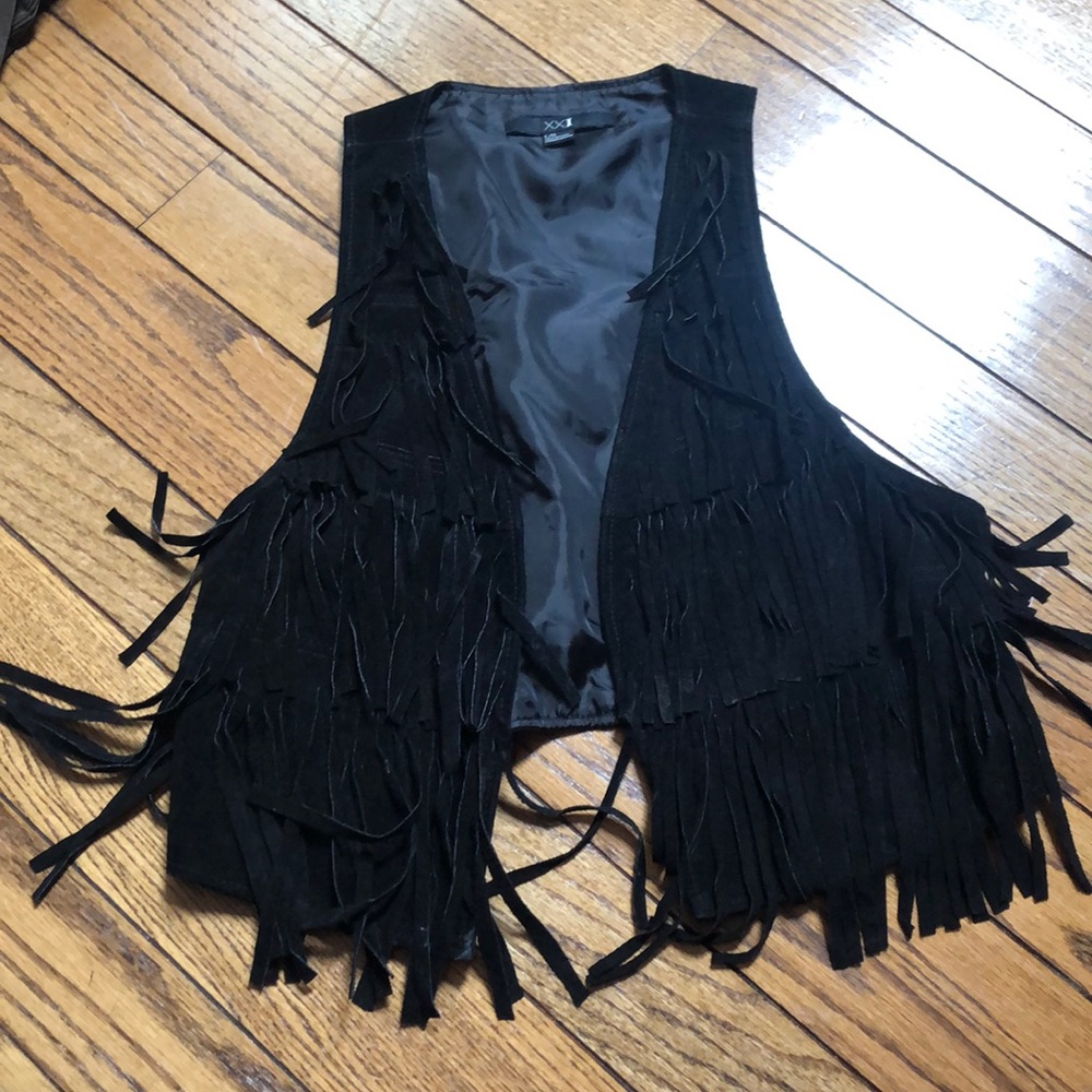 Forever 21, black suede fringe vest